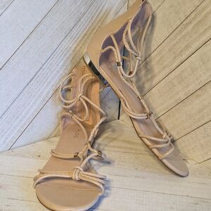 ALDO Cream Gladiator Sandals Gold Colour Grommet And Heel Detail Size 8